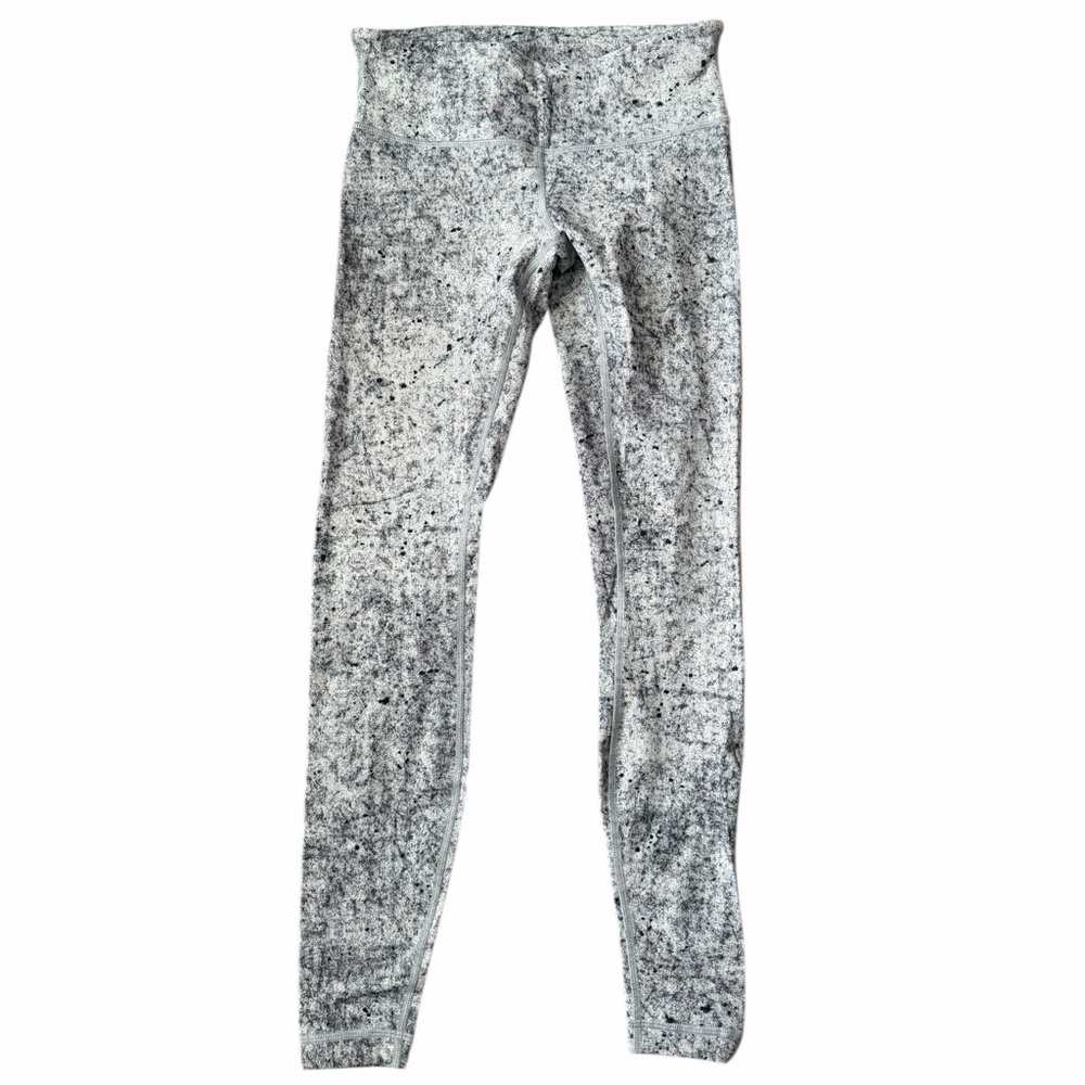 Lululemon Wunder Under Mid Rise Black & White Full Length Leggings 6